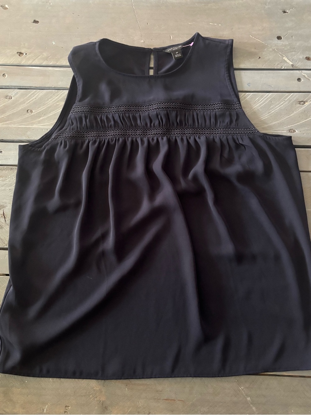 Ann Taylor Black Sleeveless Lace-Trim Camisole
